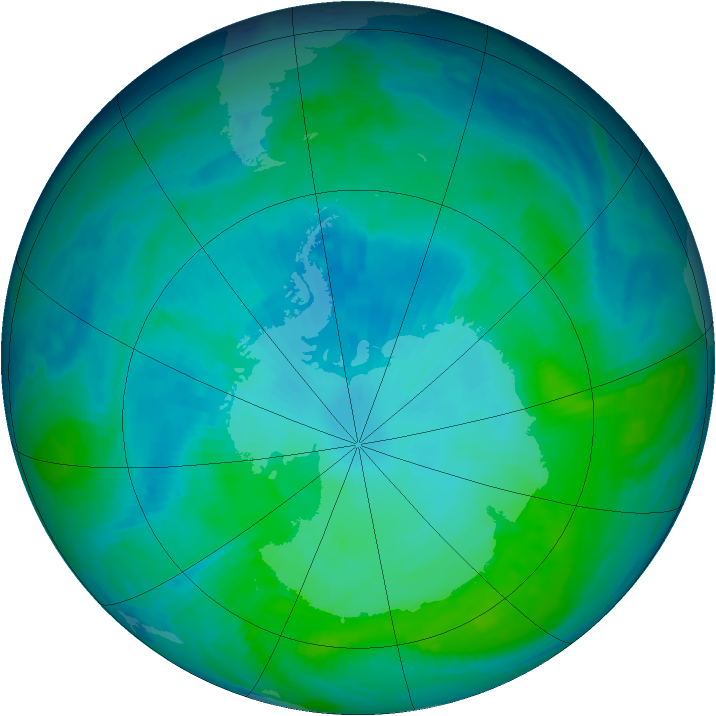 Antarctic ozone map for 24 January 1998
